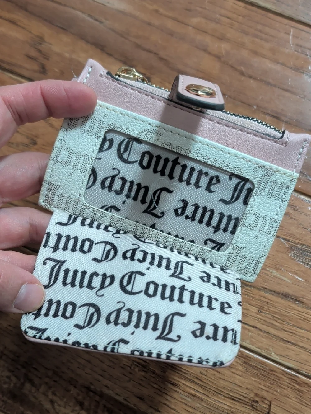 Juicy Couture Spring Fling Tab Pink Logo-Print Card Holder Keychain